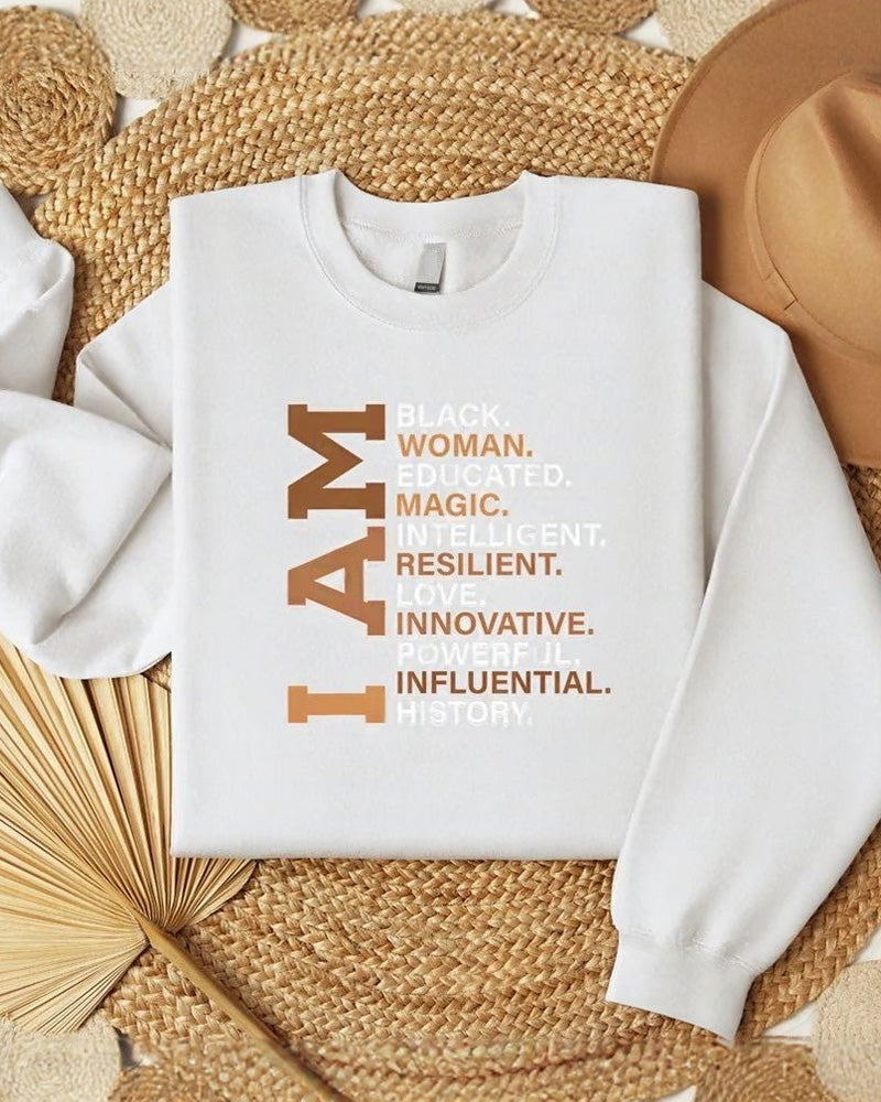 I Am Black Woman Crewneck Sweatshirt
