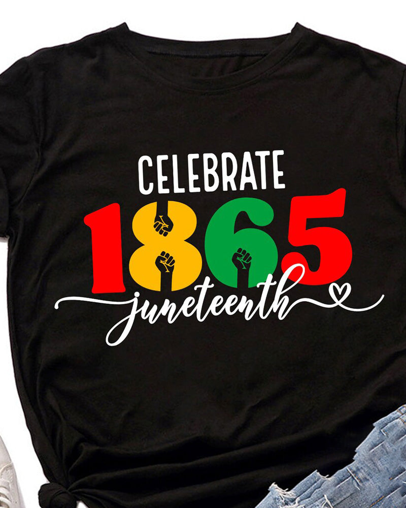 Celebrate Juneteenth Crew Neck Short Sleeve Cotton T-shirt