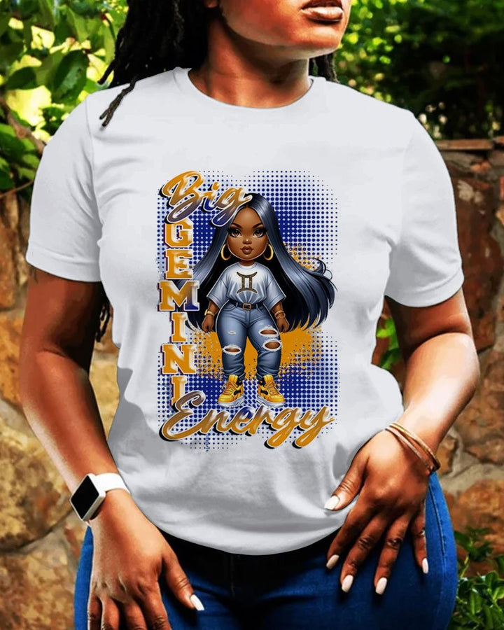 Big Gemini Energy Black Girl Short Sleeve Tshirt