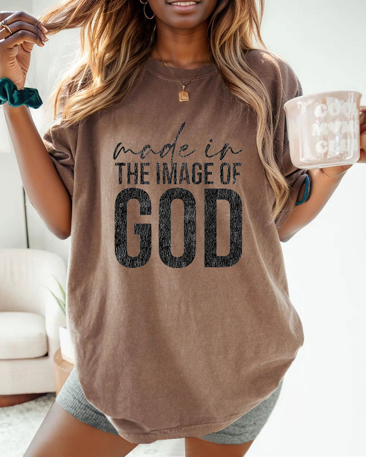 Made In The Image Of God Washed Cotton Crew Neck Loose Short Sleeve Tshirt