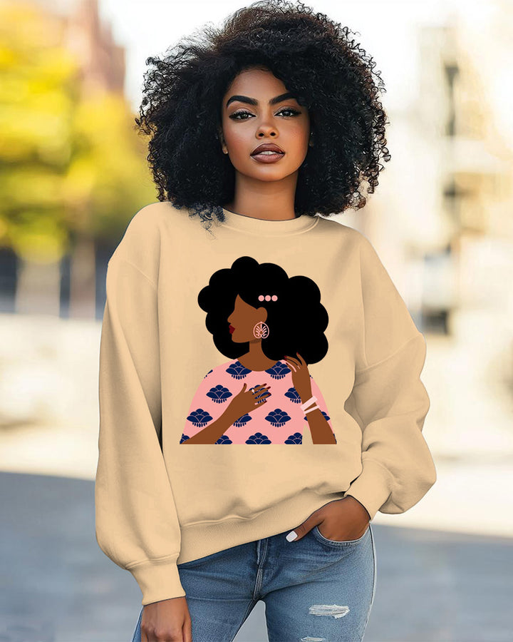 Woman in Pink Art Print Long Sleeve Sweatshirt