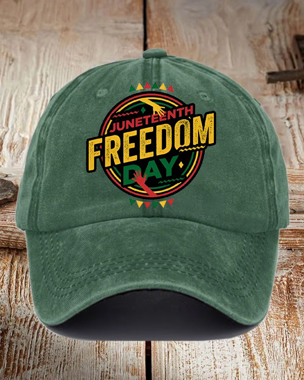 Juneteenth Freedom Day Wash Baseball Cap
