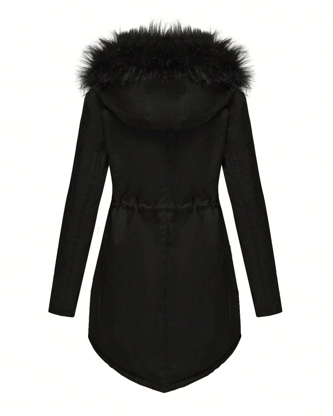 Autumn And Winter Solid Color Fur Collar Hooded Long Thick Warm Cotton-padded Coat