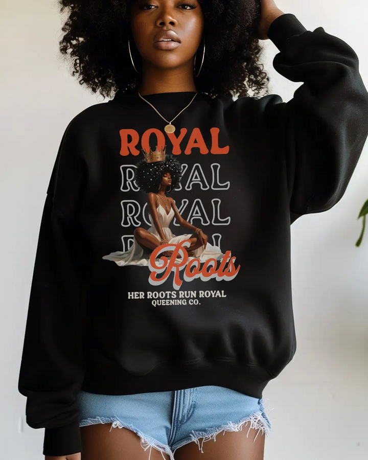 Black Queen Feminist Strong Woman Crewneck Long Sleeve Sweatshirt