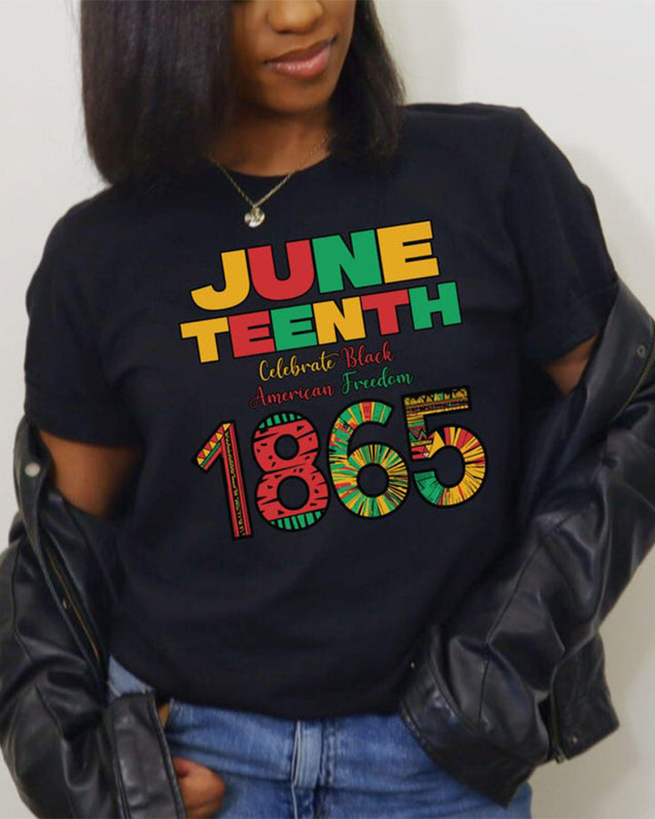Juneteenth Celebrate Black American Freedom Crew Neck Short Sleeve Cotton T-shirt
