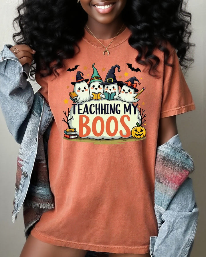 Halloween Teaching My Boss 100% Cotton Crew Neck Short Sleeve Tshirt