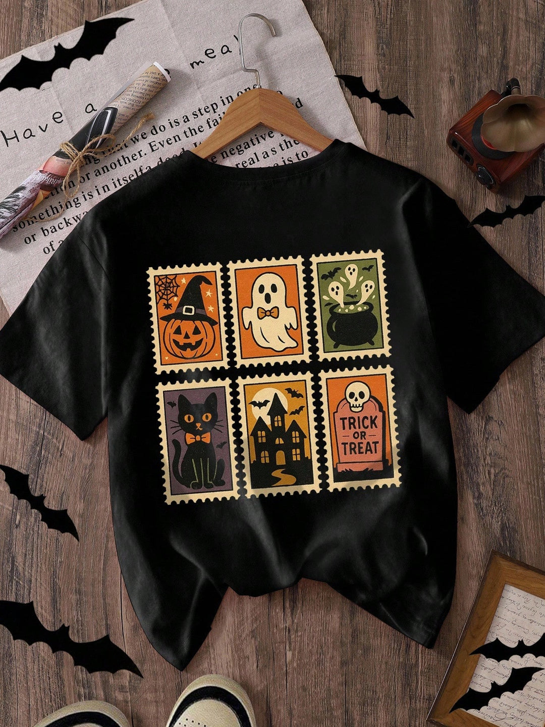 Trick Or Treat Halloween Cotton Crew Neck Short Sleeve T-shirt