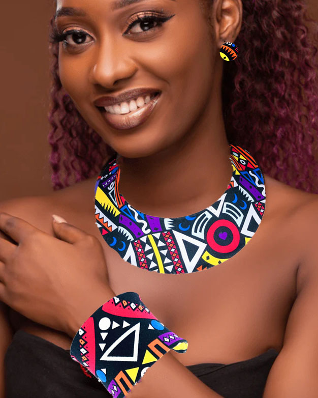 African Tribal Totem Necklace Earring Set