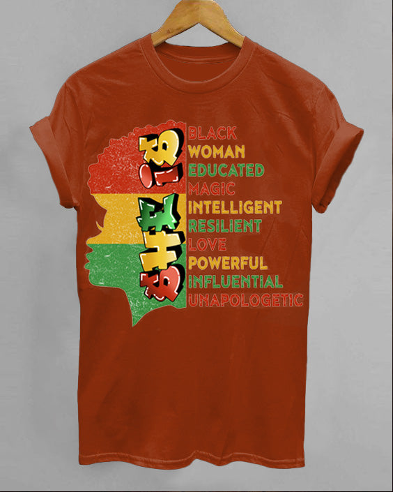 She Is Black Woman Crew Neck Short Sleeve Cotton T-Shirt