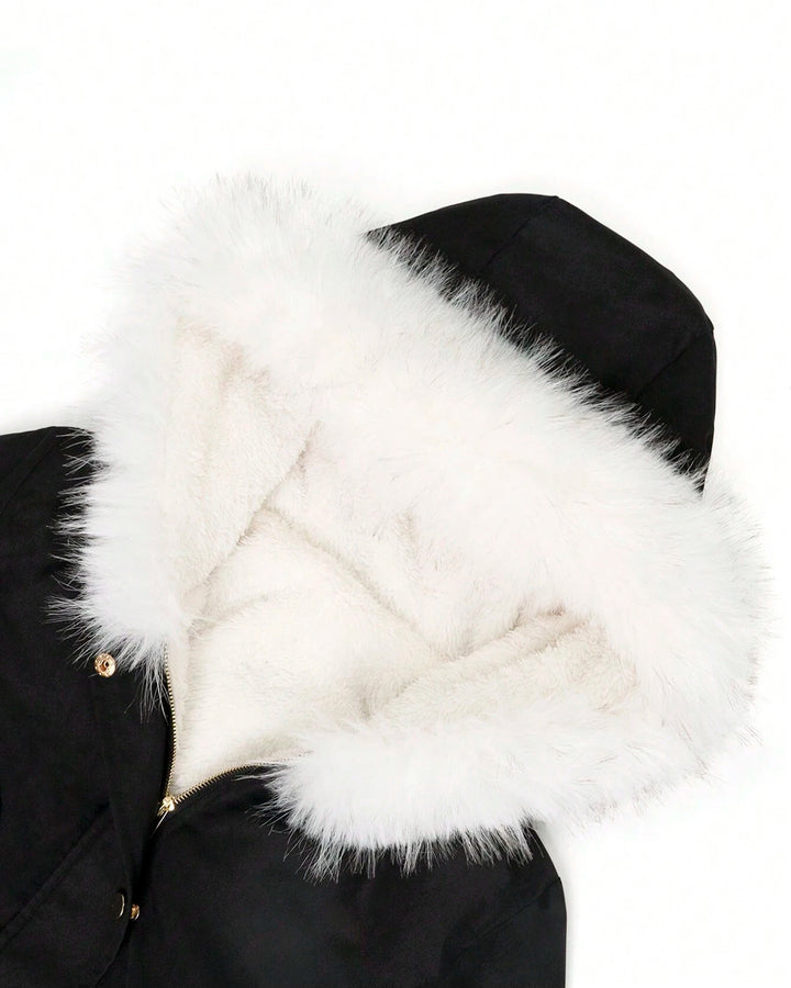 Jacket With Waist And Fluffy Collar Pocket Women's Jacket