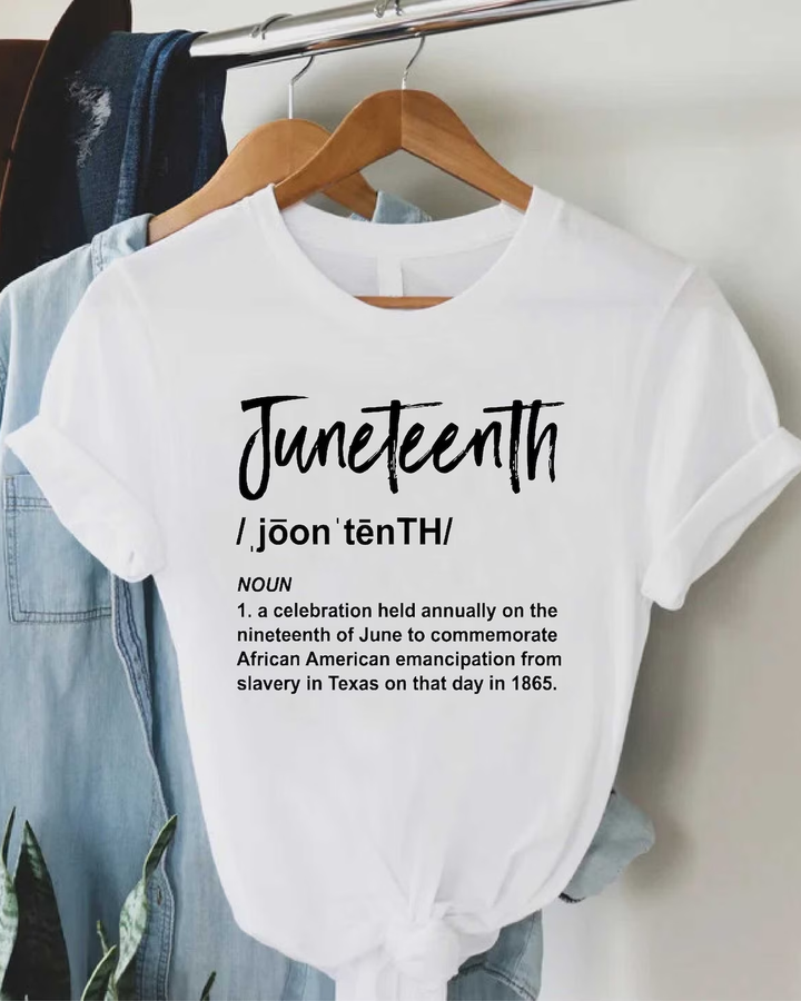 100% Cotton Juneteenth Definition Juneteenth 1865 Crew Neck Short Sleeve Tshirt