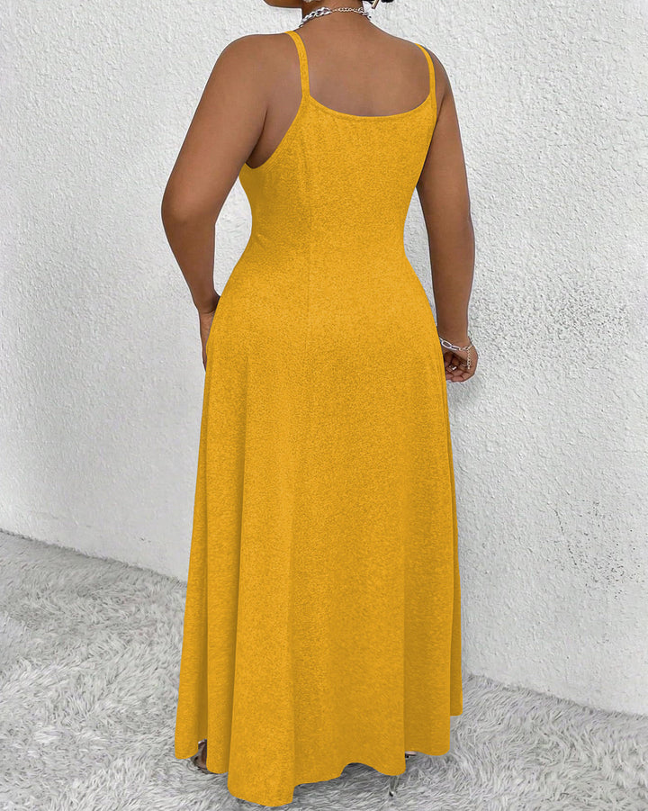 Juneteenth Graffiti Print Suspenders Maxi Dress