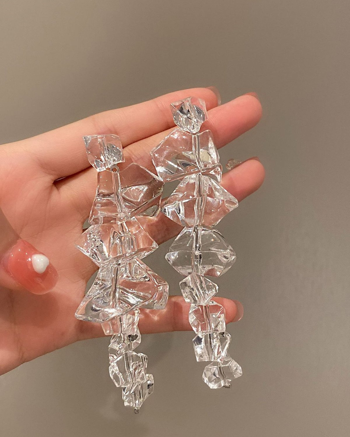 Crystal Irregular Ice Cube Earrings