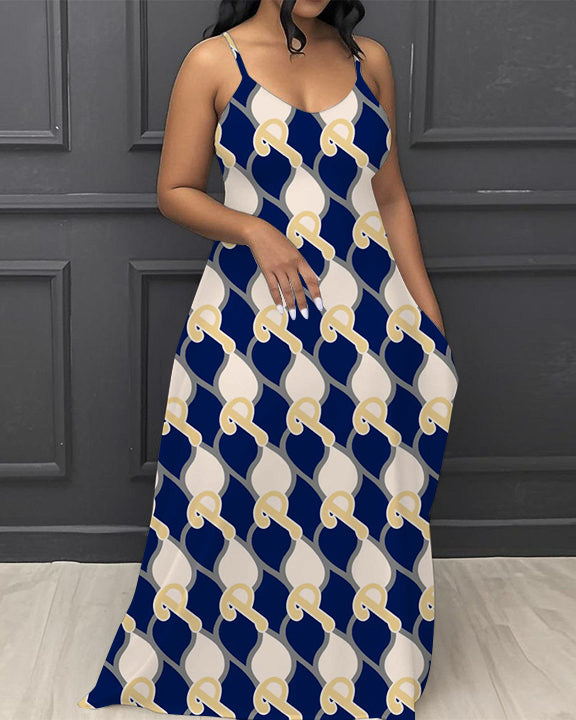 Alphabet Geometric Series V-Neck Pocket Cami Dress