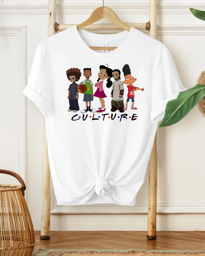 100% Cotton Black Cartoon Characters Juneteenth Crew Neck Short Sleeve Tshirt