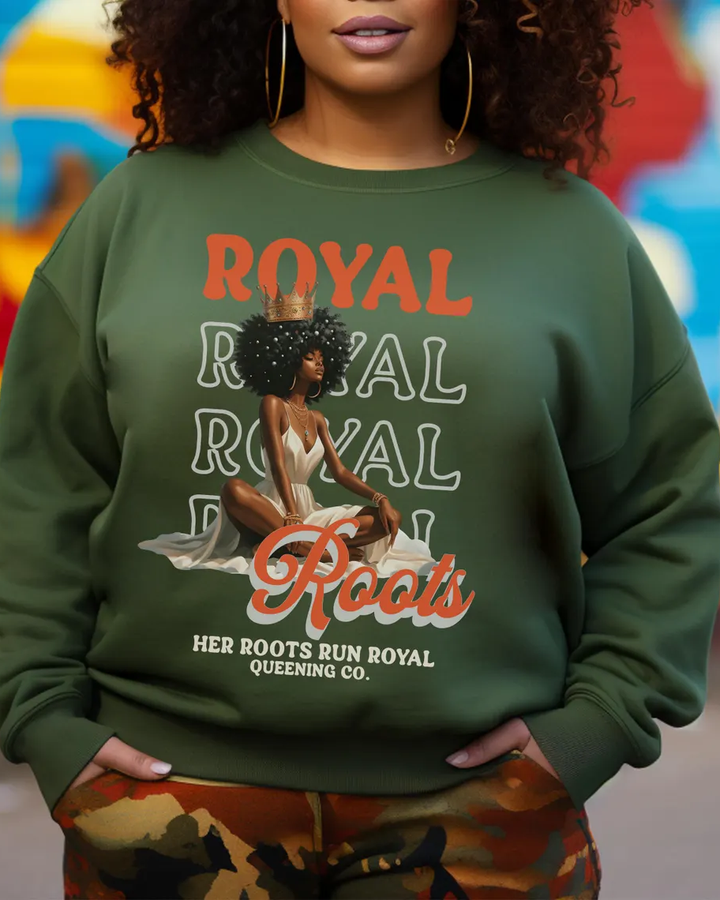 Black Queen Feminist Strong Woman Crewneck Long Sleeve Sweatshirt