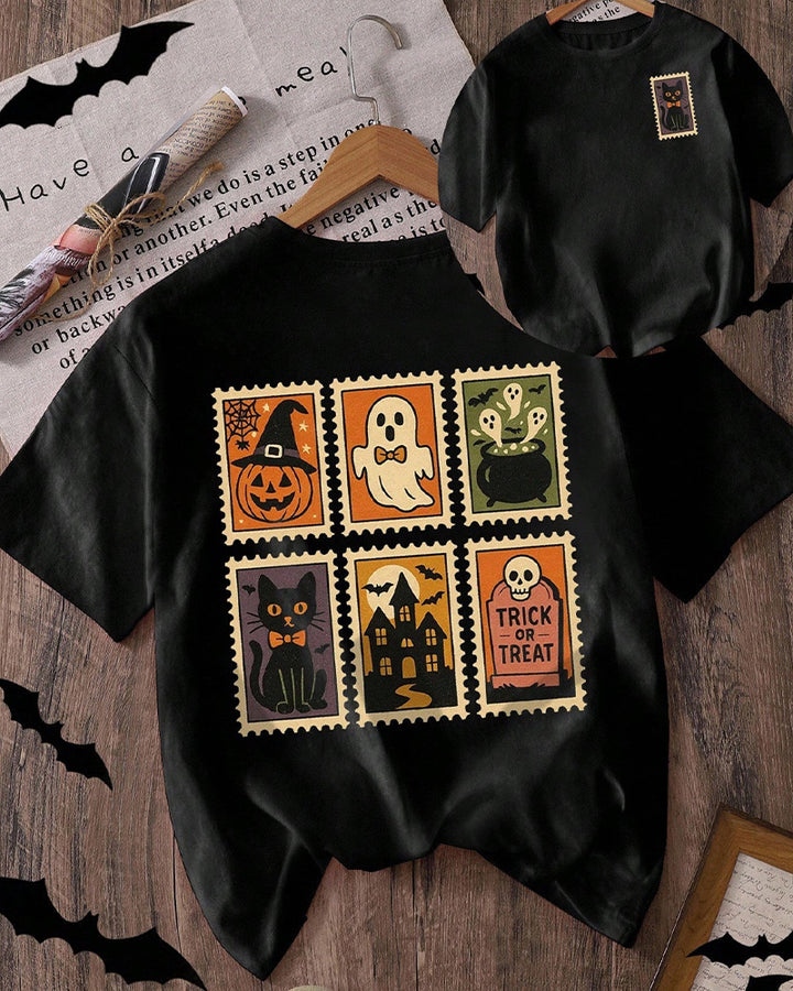 Trick Or Treat Halloween Cotton Crew Neck Short Sleeve T-shirt