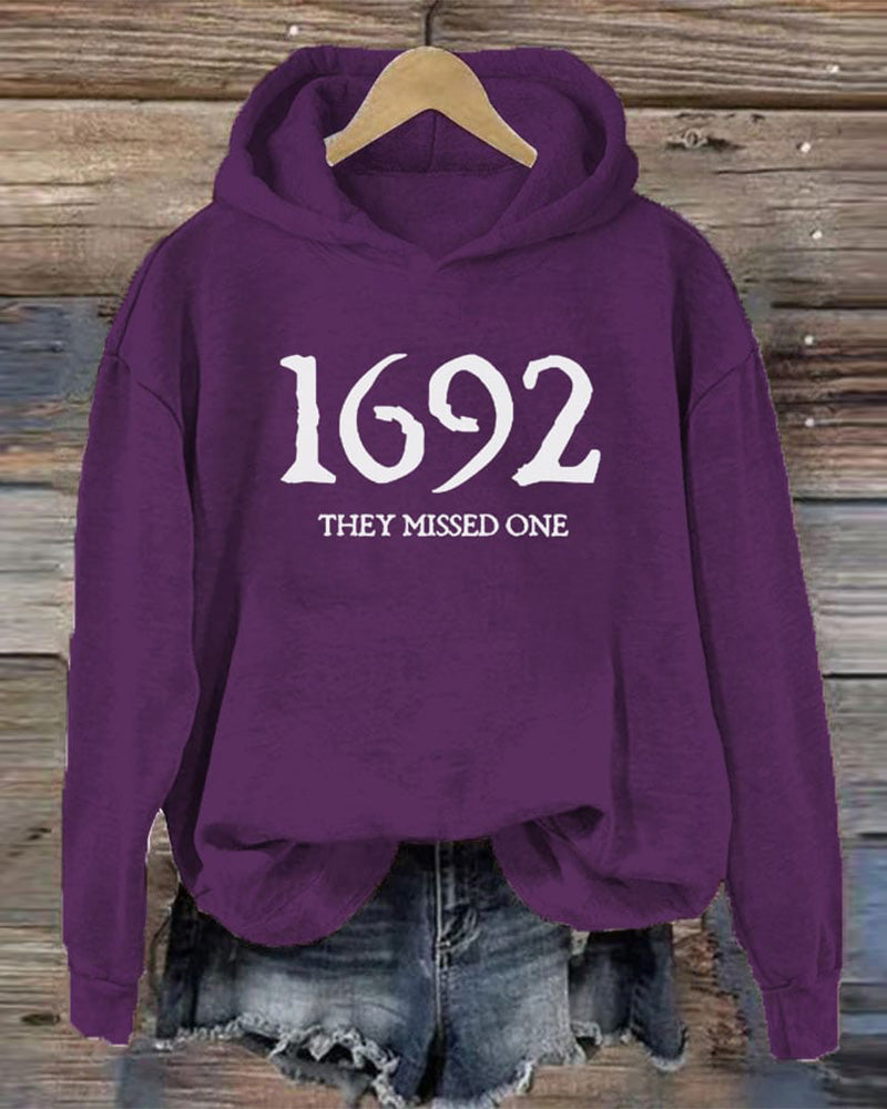 Women's 1692 They Missed One Salem Witch Printed Hoodie