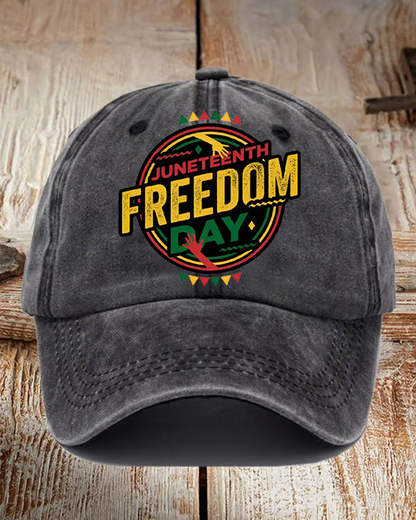 Juneteenth Freedom Day Wash Baseball Cap