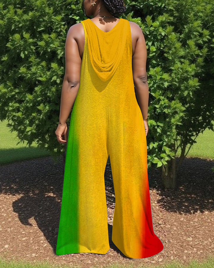One Love V-Neck Hooded Sleeveless Jumpsuit