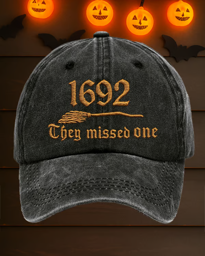 Unisex Halloween Witch Prints Adjustable Washed Cotton Hat