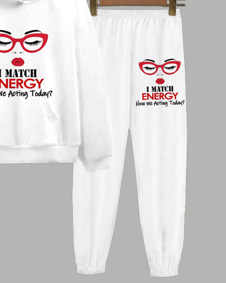 I Match Energy Long Sleeve Hoodie Two Pieces Set