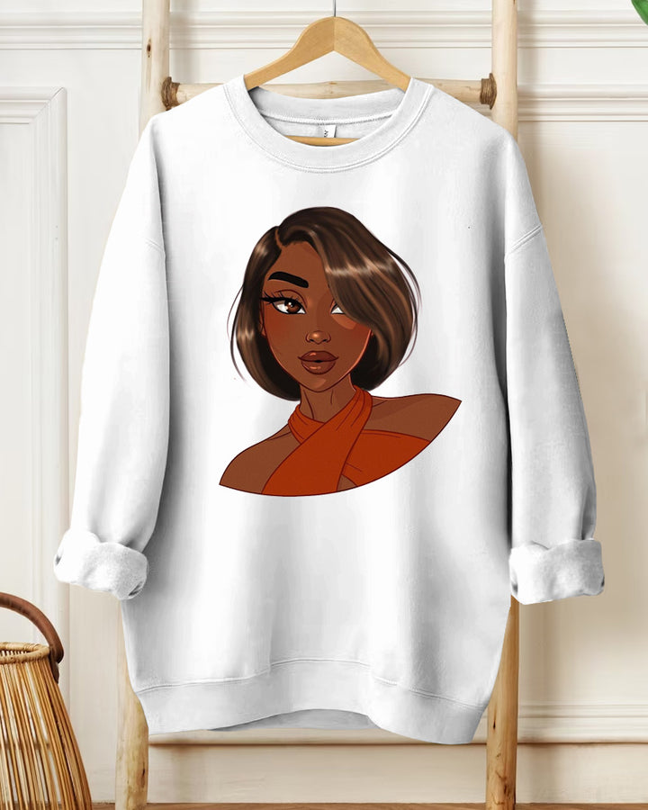 Bob Black Girls Print Long Sleeve Sweatshirt