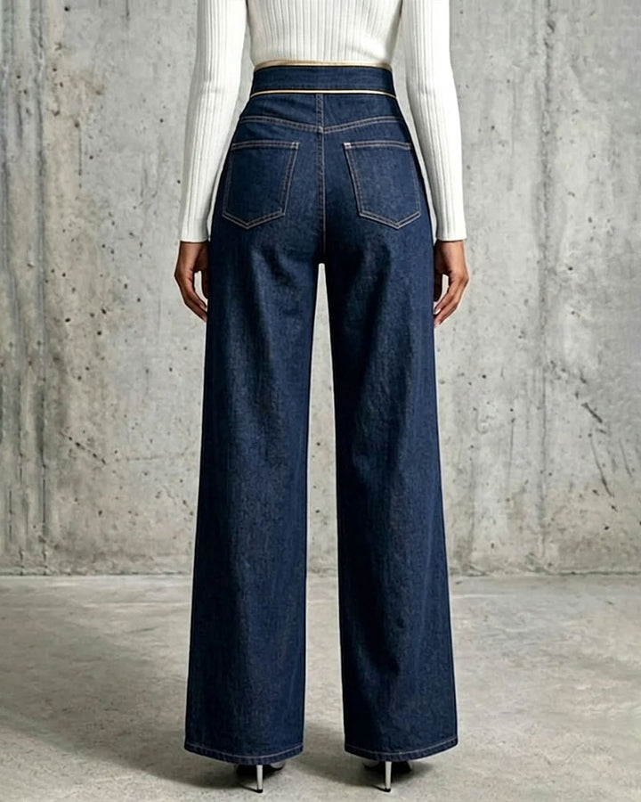Exquisite And Elegant Jeans With Gold Piping