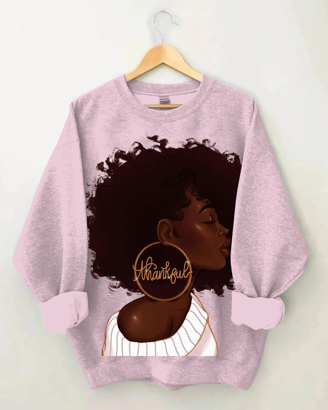 Gold Earrings Afro Girl Long Sleeve Sweatshirt