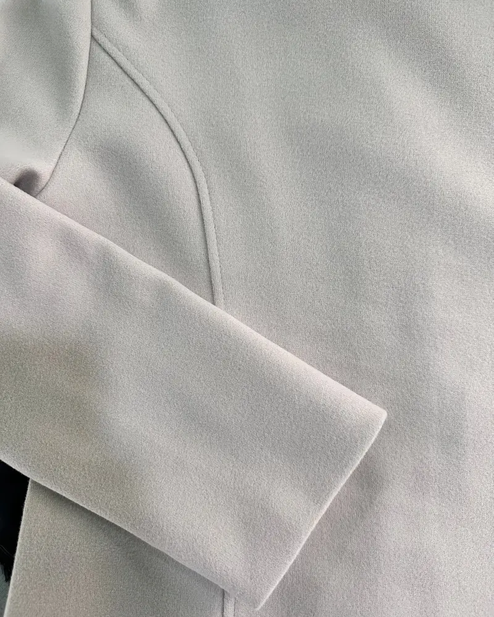 Women's Woolen Coat Solid Color Laps With Pocket Long Woolen Coat