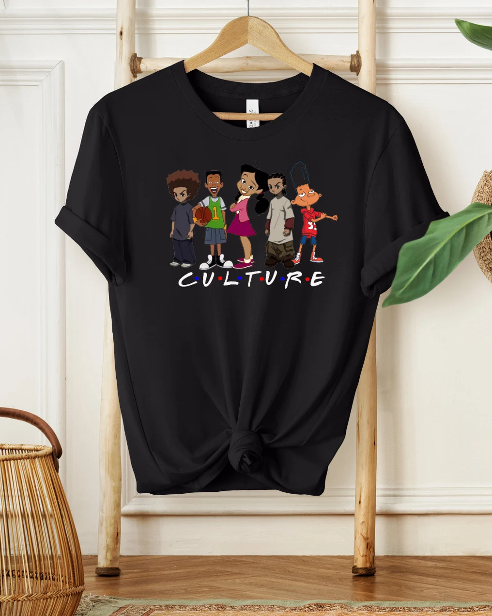 100% Cotton Black Cartoon Characters Juneteenth Crew Neck Short Sleeve Tshirt