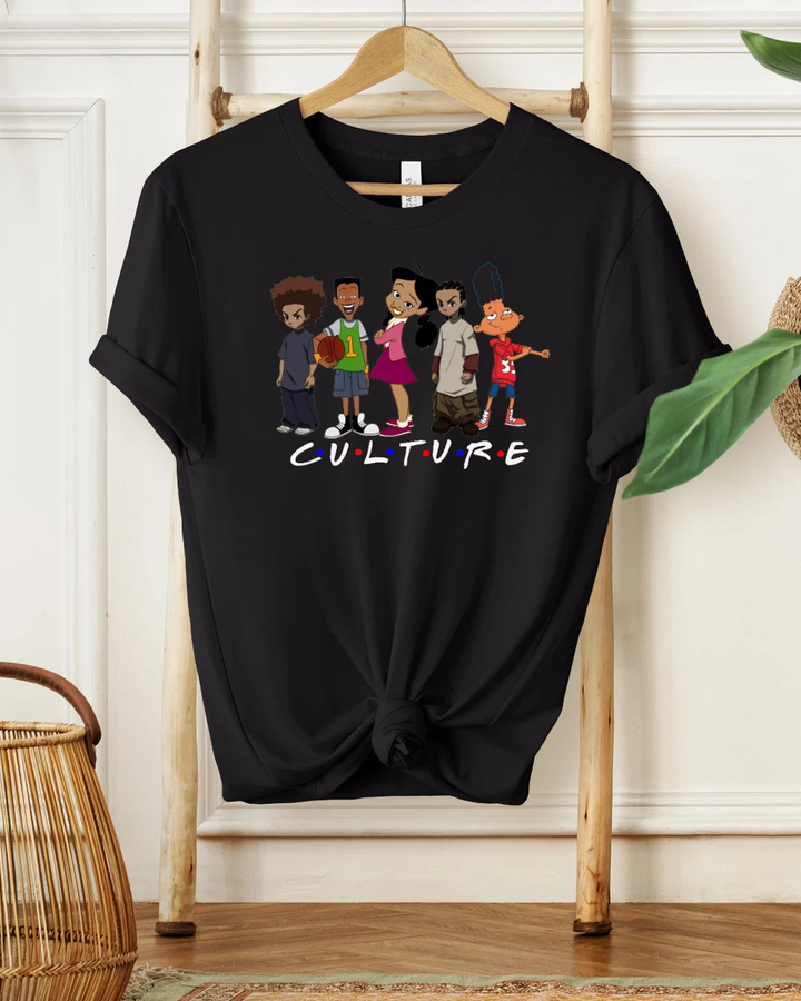 100% Cotton Black Cartoon Characters Juneteenth Crew Neck Short Sleeve Tshirt