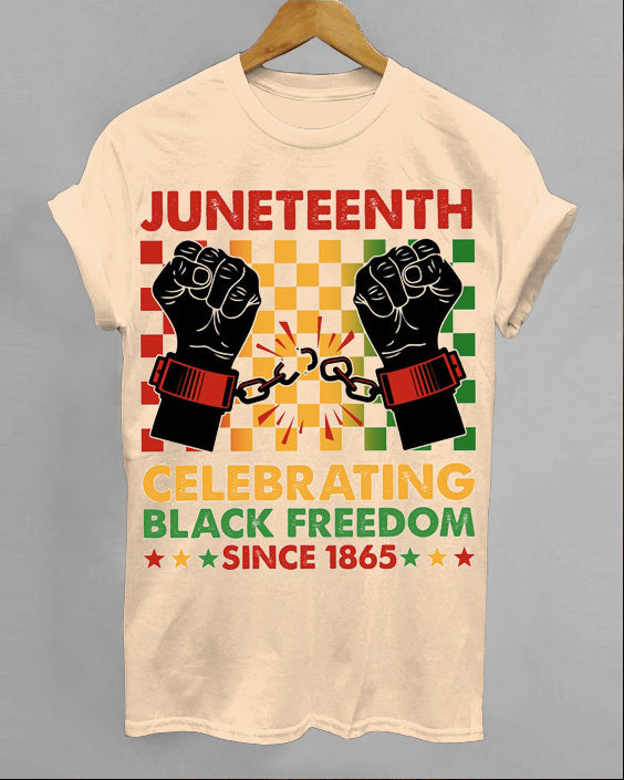 Juneteenth Breaking Every Chains Crew Neck Short Sleeve Cotton T-Shirt