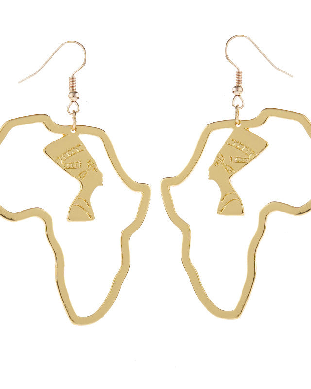 Egyptian Queen African Map Earrings