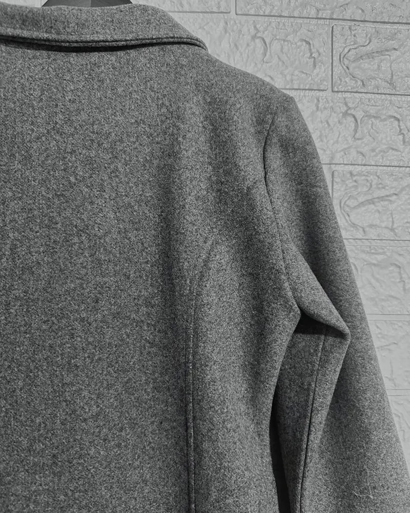 Women's Woolen Coat Solid Color Laps With Pocket Long Woolen Coat