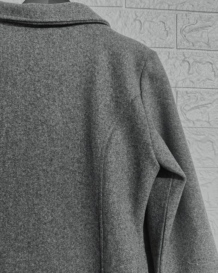 Women's Woolen Coat Solid Color Laps With Pocket Long Woolen Coat