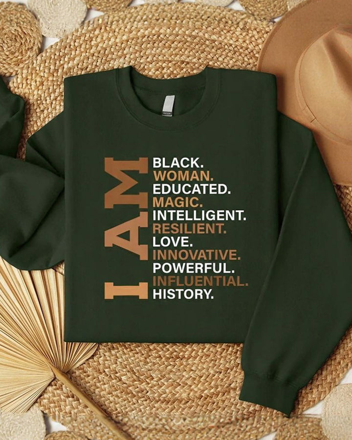 I Am Black Woman Crewneck Sweatshirt
