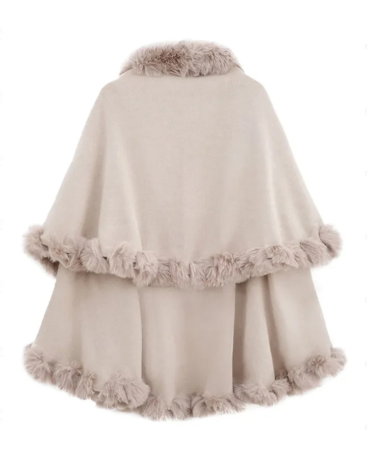 Autumn And Winter Rex Rabbit Fur Collar Double Cashmere Cape Shawl