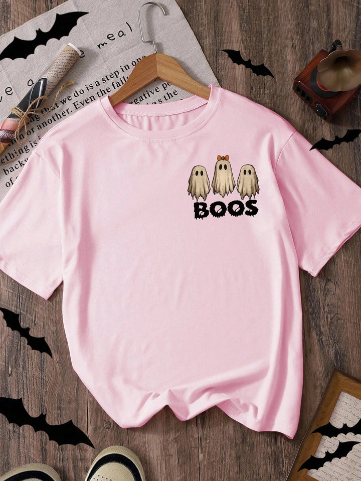 Hangin With My Boots Halloween Cotton Crew Neck Short Sleeve Tshirt