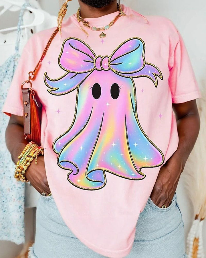 Iridescent Ghost Crew Neck Casual Short-Sleeved T-Shirt