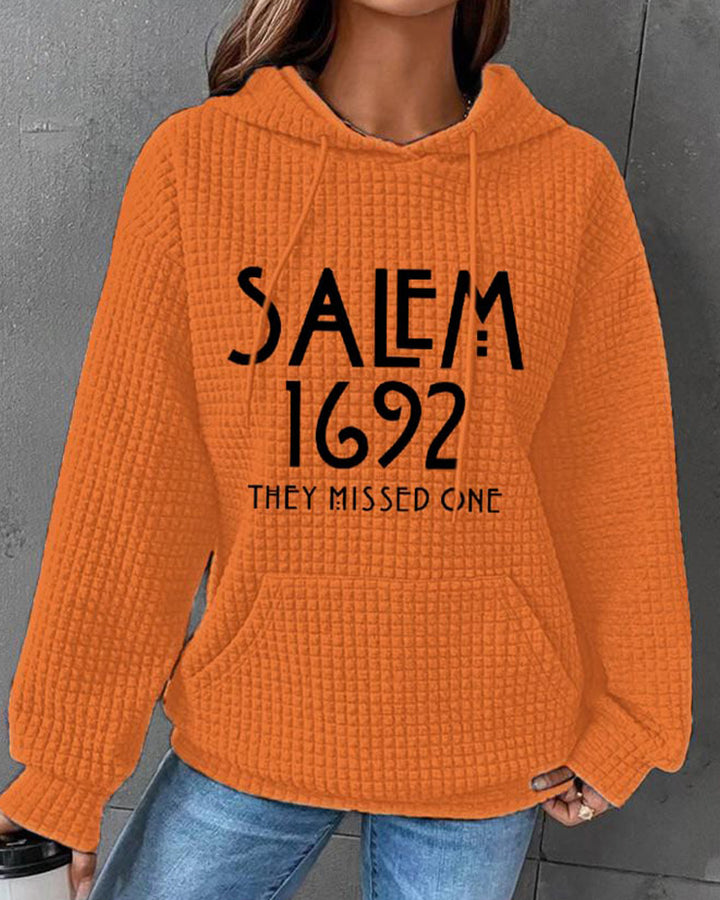 Women's 1692 They Missed One Salem Witch Print Waffle Hoodie
