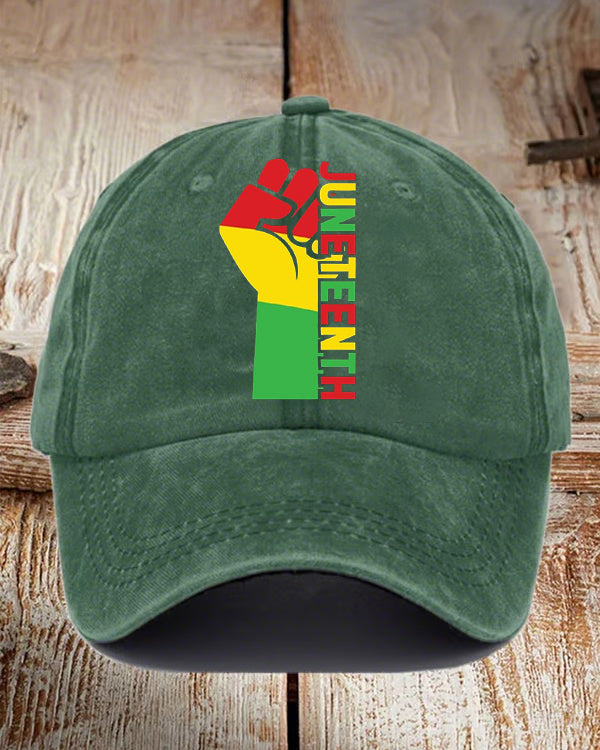 Juneteenth Black Power Wash Baseball Cap