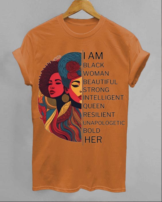 I Am Black Woman Crew Neck Short Sleeve T-Shirt