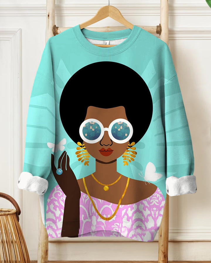 Afro Art Print Long Sleeve Sweatshirt