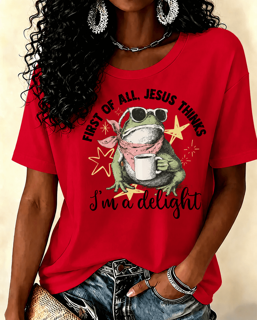 100% Cotton Jesus Thinks I'm a Delight Crew Neck Short Sleeve Tshirt