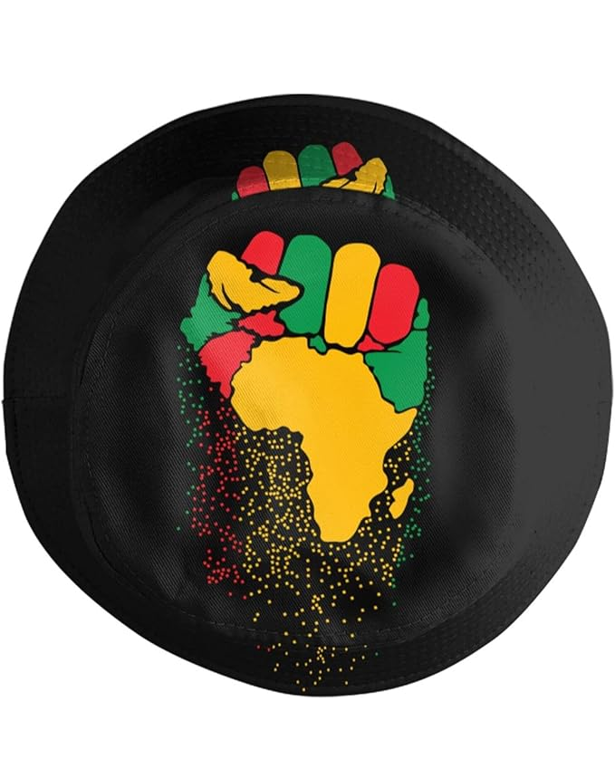 Juneteenth Colored Fist Print Bucket Hat Travel Beach Sun Hat Fashion Caps Fisherman Hat