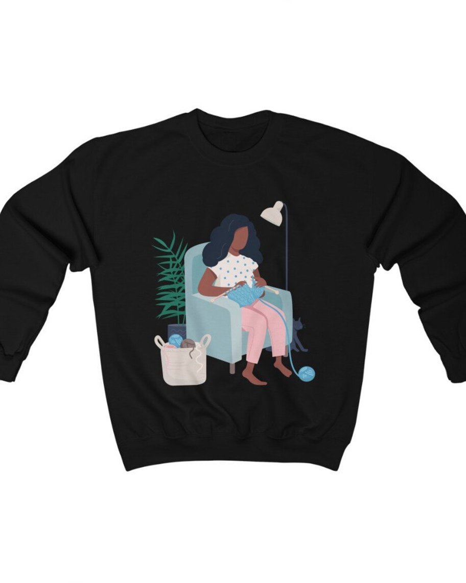 Black Women Knit Sweatshirt
