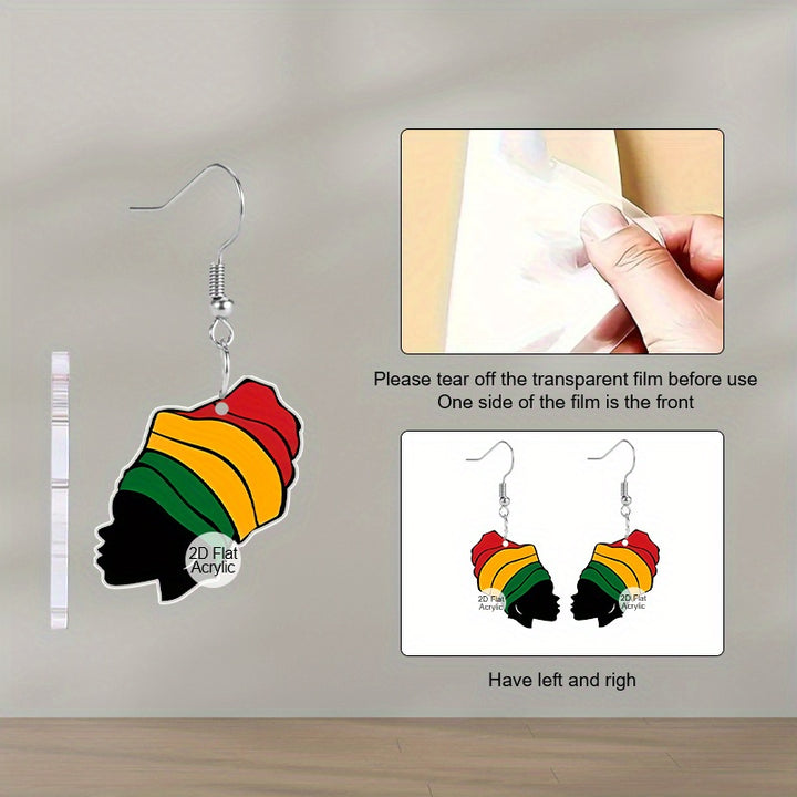 1pair Black African female avatar Acrylic Earrings for Women s, Black Unity Festive Jewelry Colorful Drop Hoop Earrings Party Jewelry Christmas Gifts Happy New Year Gifts,
