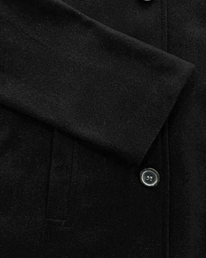 Women's Woolen Coat Solid Color Laps With Pocket Long Woolen Coat