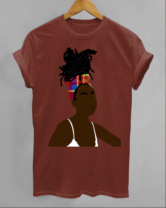 Black Woman with Dreadlocks Crew Neck Short Sleeve Cotton T-Shirt
